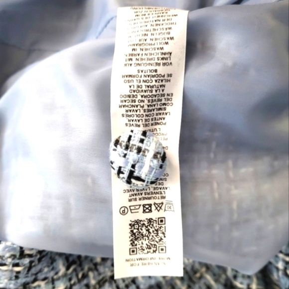 Boucle Shacket Blazer Oversize Sleeve Drop Shoulder Coat Blue/White Women's 10 - Picture 6 of 10